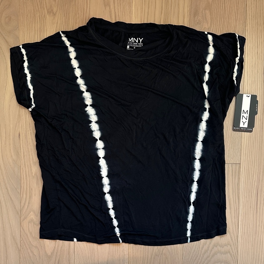 Marc New York Black Tie-Dye Short Sleeve Top